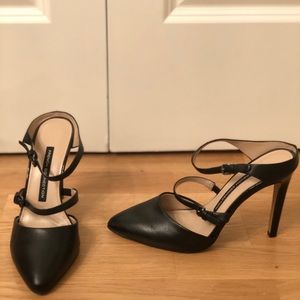 Black leather Mary Jane French Connection heels